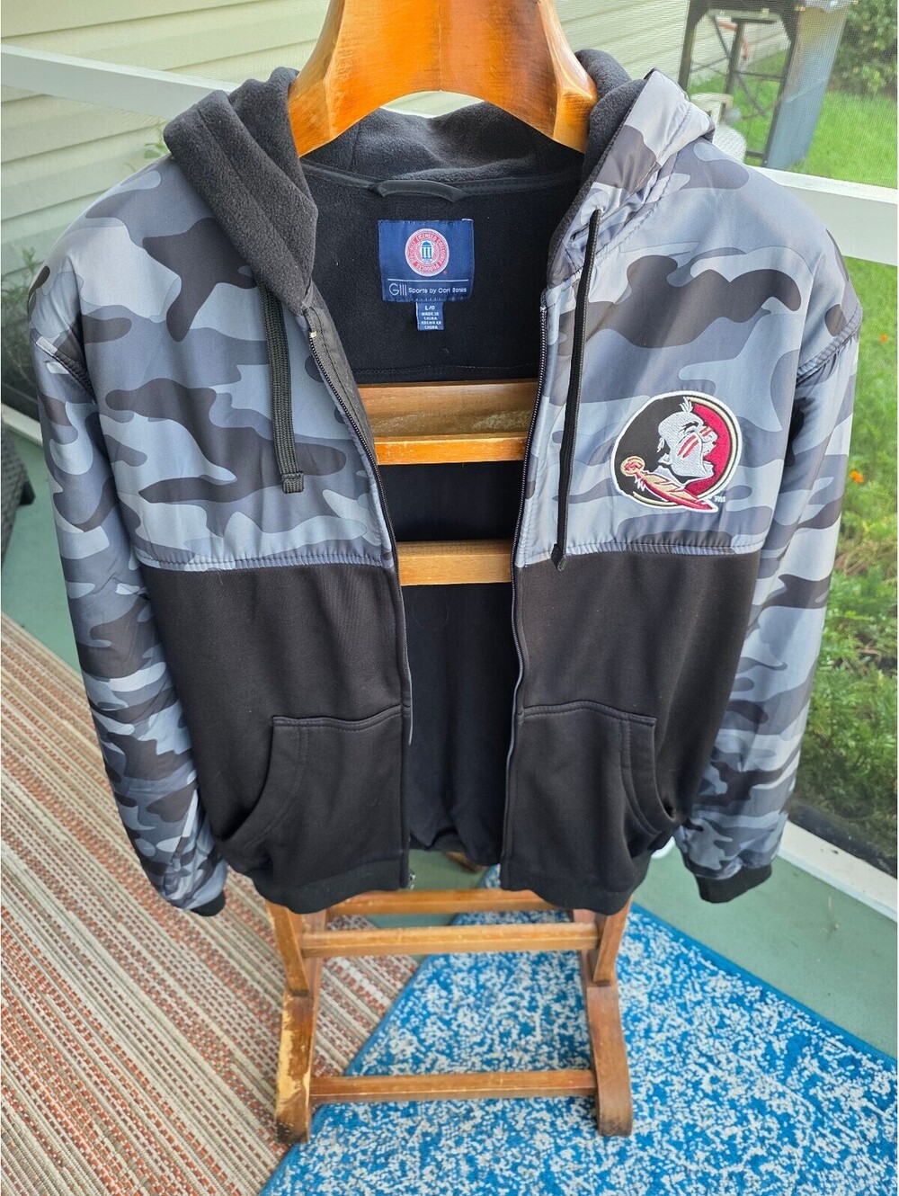 Florida State Seminoles Gray Camouflage and Black Fleece-Lined Jackie / Hoodie